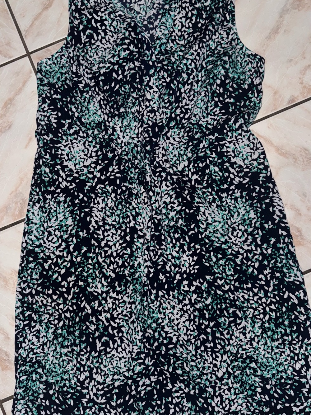 Ann Taylor Large Shift Dress Women's Navy Floral Print A-Line Skirt